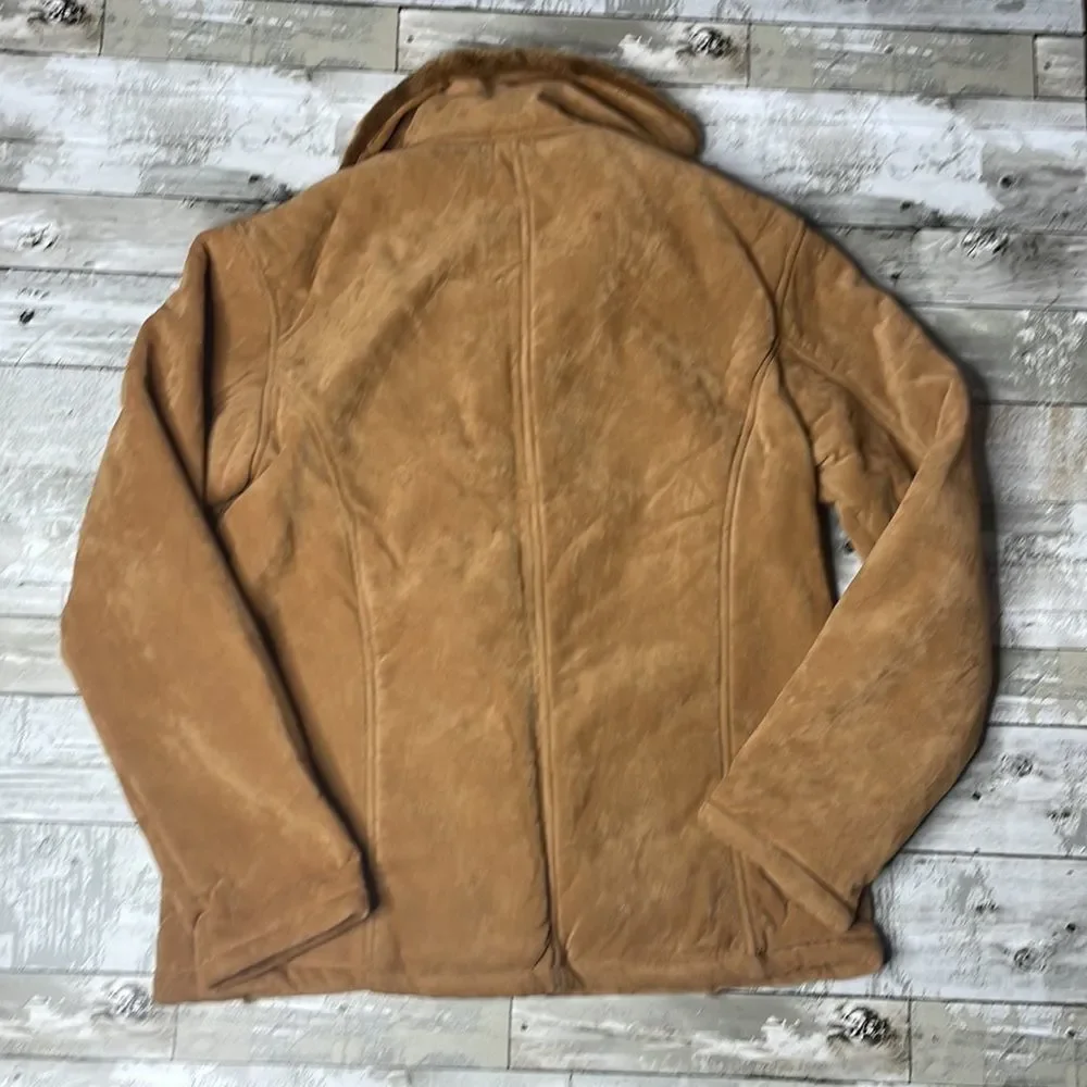 90s vintage Oscar sports vegan leather Sherpa jacket M - Picture 8 of 8